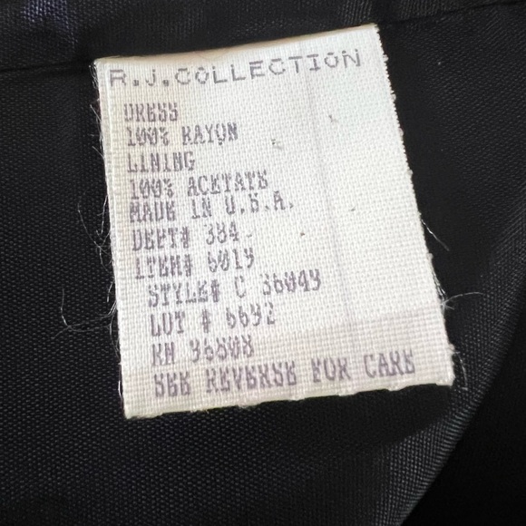 Vintage R.J. Collection by Chelsea Rousso Black Sheath Dress Long Floral  Size 8 - Picture 10 of 12